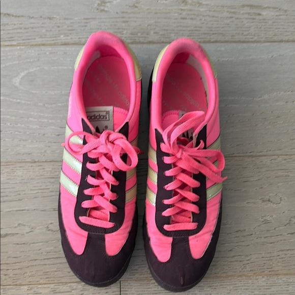adidas Shoes - adidas Pink Women's Athletic Sneakers with Cream Stripes